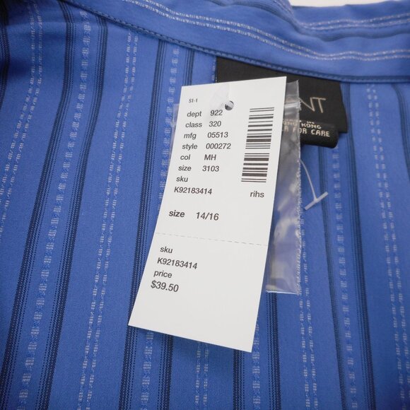 NWT Lane Bryant Size 14/16 Blue Button Up Shirt Long Sleeve Striped Office - Picture 9 of 10